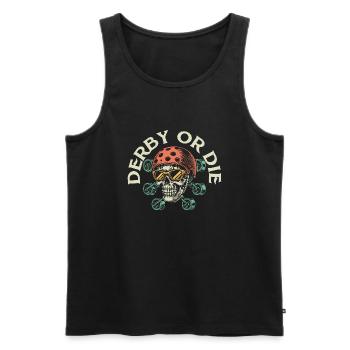 Derby Or Die Skating Roller Derby - Men's Premium Organic Tank Top - black - Front - AI Model Male 178 light (178cm)