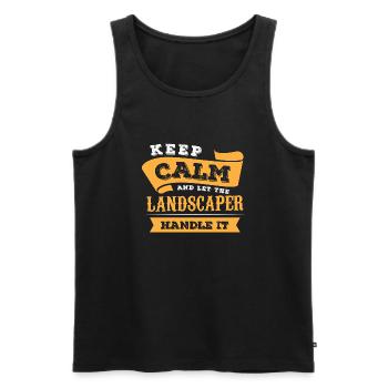 Keep Calm Landscaper Design - Männer Premium Bio Tank Top - Schwarz - Vorne - AI Model Male 178 light (178cm)