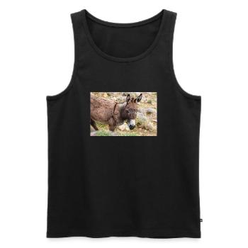 Âne dans un champ Paysage Île de Mykonos Sud A - Débardeur bio Premium Homme - noir - Devant - AI Model Male 178 light (178cm)