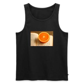 Hêtre et orange - Débardeur bio Premium Homme - noir - Devant - AI Model Male 178 light (178cm)