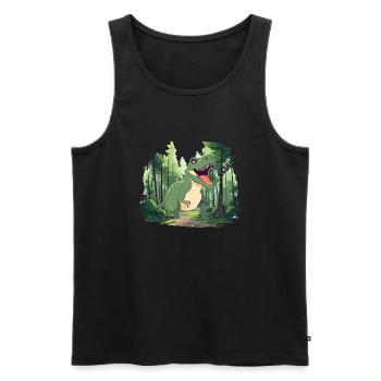 T-Rex - Männer Premium Bio Tank Top - Schwarz - Vorne - Michal (187cm)
