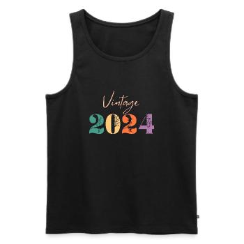 Vintage 2024 Floral - Men's Premium Organic Tank Top - black - Front - Michal (187cm)