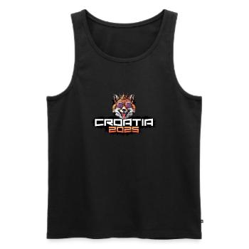 Kroatien 2025 Party Fuchs - Männer Premium Bio Tank Top - Schwarz - Vorne - Michal (187cm)