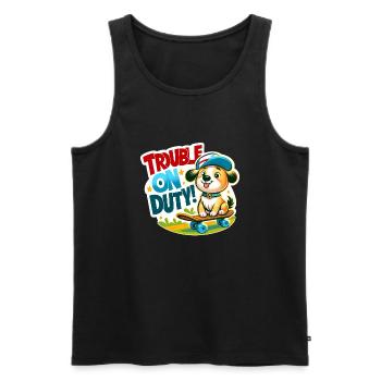 Funny dog skateboard colorful action party design - Men's Premium Organic Tank Top - black - Front - Michal (187cm)