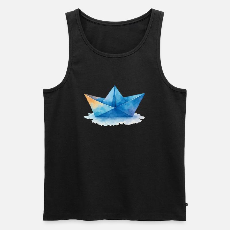 papierboot aquarell - Männer Premium Bio Tank Top - Schwarz