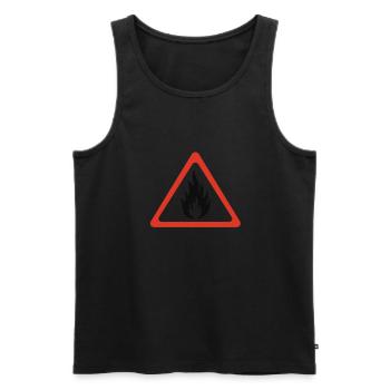 Warning Fire - Men's Premium Organic Tank Top - black - Front - Michal (187cm)