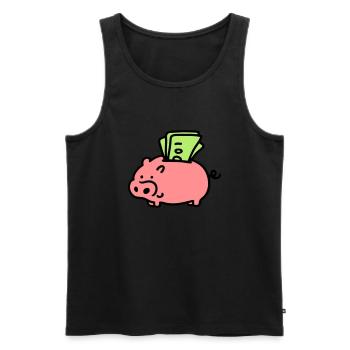 Sparschwein - Scheine 3 - Männer Premium Bio Tank Top - Schwarz - Vorne - AI Model Male 178 light (178cm)