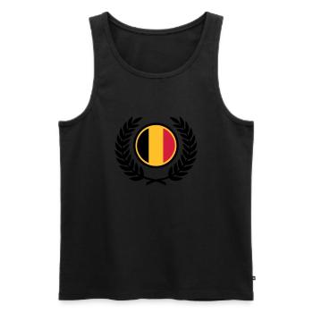 Belgien (Flagge & Lorbeerkranz) - Männer Premium Bio Tank Top - Schwarz - Vorne - Michal (187cm)