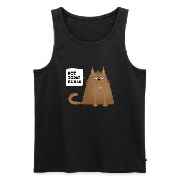not today cat - Männer Premium Bio Tank Top - Schwarz - Vorne - AI Model Male 178 light (178cm)