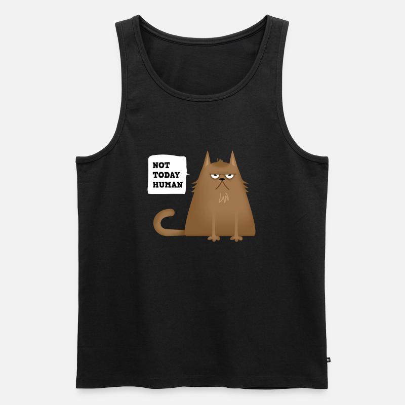 not today cat - Männer Premium Bio Tank Top - Schwarz