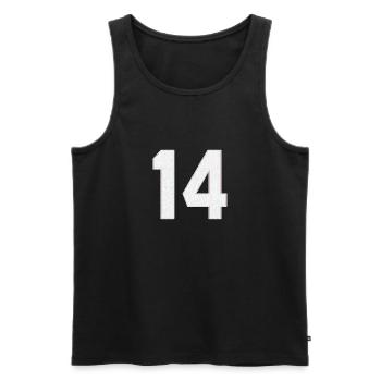 14 American football, Baseball Sport trikot nummer - Männer Premium Bio Tank Top - Schwarz - Vorne - Michal (187cm)