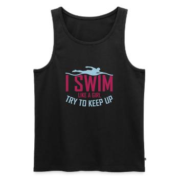 I swim i swim like a girl - like a girl - Men's Premium Organic Tank Top - black - Front - AI Model Male 178 light (178cm)