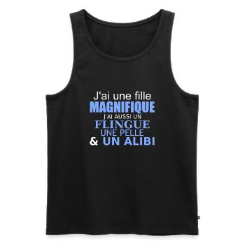j'ai une fille magnifique - Débardeur bio Premium Homme - noir - Devant - AI Model Male 178 light (178cm)