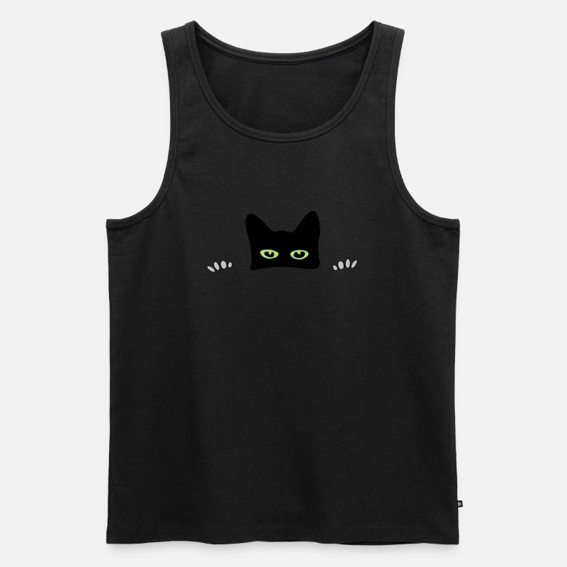 Peekaboo Katze - Männer Premium Bio Tank Top - Schwarz