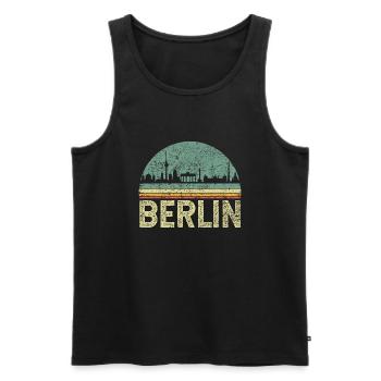 Berlin Skyline Vintage - Männer Premium Bio Tank Top - Schwarz - Vorne - AI Model Male 178 light (178cm)
