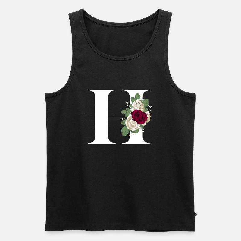 Buchstabe H geblümt - Männer Premium Bio Tank Top - Schwarz