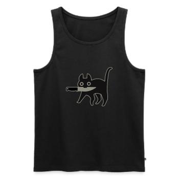 GattoColtello_Black - Men's Premium Organic Tank Top - black - Front - AI Model Male 178 light (178cm)