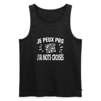 je peux pas j'ai mots croisés - Débardeur bio Premium Homme - noir - Devant - AI Model Male 178 light (178cm)