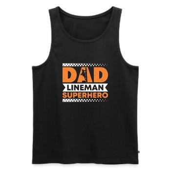 Papa Leitungsmonteur Superheld - Männer Premium Bio Tank Top - Schwarz - Vorne - AI Model Male 178 light (178cm)