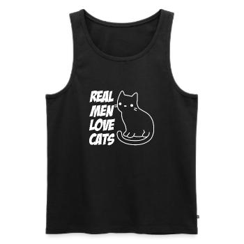 Echte Männer lieben Katzen - Männer Premium Bio Tank Top - Schwarz - Vorne - AI Model Male 178 light (178cm)