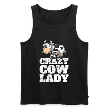 Crazy Cow Lady Cows Farmer Farmer - Men's Premium Organic Tank Top - black - Front - Michal (187cm)