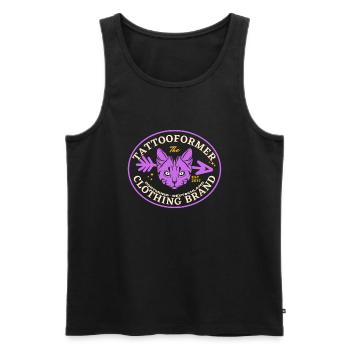 Violet Cat - Männer Premium Bio Tank Top - Schwarz - Vorne - Michal (187cm)