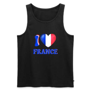 I love France Blue White Red Flag Heart - Men's Premium Organic Tank Top - black - Front - AI Model Male 178 light (178cm)