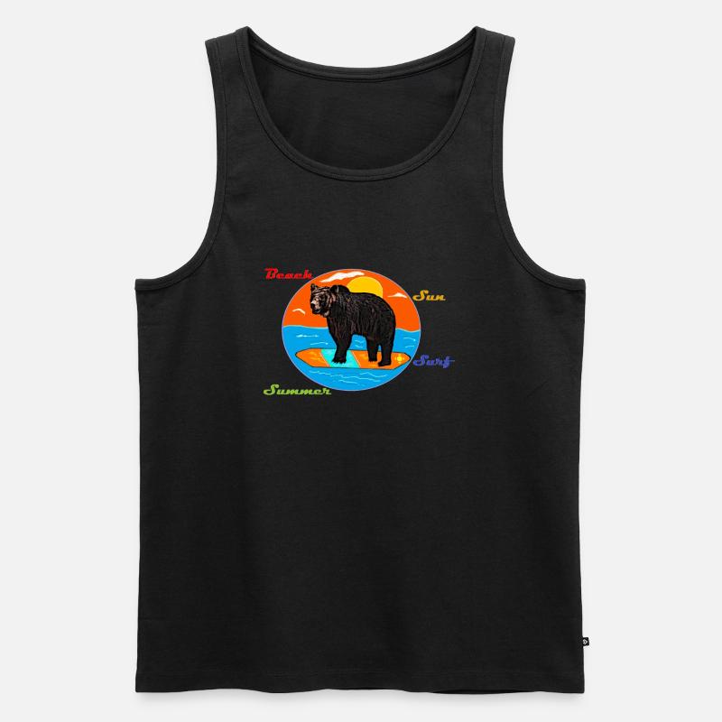 Surfer Bär - Männer Premium Bio Tank Top - Schwarz
