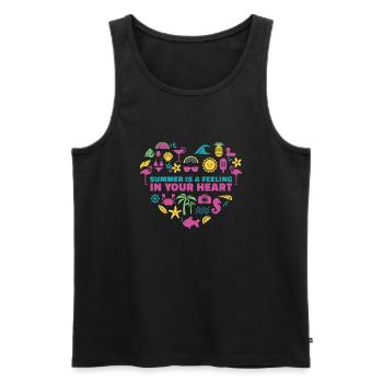 L’été au cœur - Cœur coloré aux motifs d’été - Débardeur bio Premium Homme - noir - Devant - AI Model Male 178 light (178cm)