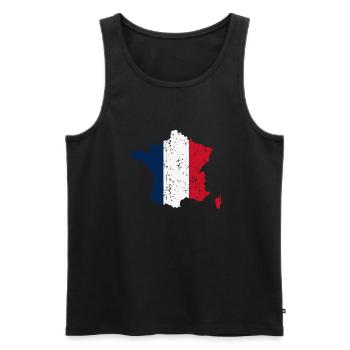 France Map Flag Vintage - Men's Premium Organic Tank Top - black - Front - AI Model Male 178 light (178cm)