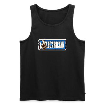 Cool Retro Electrician Designs T-Shirt - Men's Premium Organic Tank Top - black - Front - Michal (187cm)