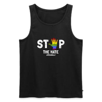 STOP The Hate #PROUDALLY Awesome Retro Pride - Männer Premium Bio Tank Top - Schwarz - Vorne - AI Model Male 178 light (178cm)