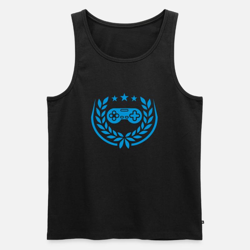 Sterne Lorbeerkranz Controller Retro - Männer Premium Bio Tank Top - Schwarz
