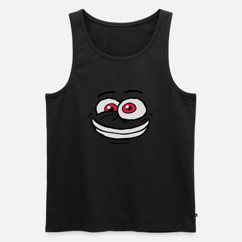 Verrücktes Comic Gesicht Design - Männer Premium Bio Tank Top - Schwarz