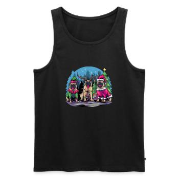 Weihnachtsmann Elfe Rentier - Mops Liebhaber - Männer Premium Bio Tank Top - Schwarz - Vorne - Michal (187cm)