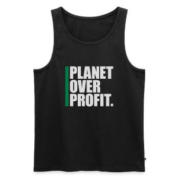 planet over profit quote - Men's Premium Organic Tank Top - black - Front - Michal (187cm)