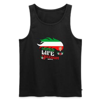 Niedliche iranische Frauen - Frauen Leben Freiheit - Männer Premium Bio Tank Top - Schwarz - Vorne - Michal (187cm)