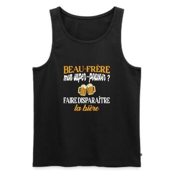 Beau-frère disparaître la bière t-shirt humour - Débardeur bio Premium Homme - noir - Devant - Michal (187cm)
