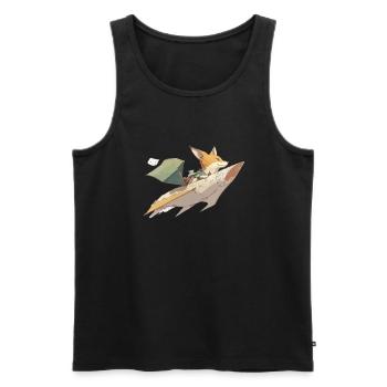 Haki the fox and his paper plane - Men's Premium Organic Tank Top - black - Front - Michal (187cm)