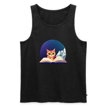 Kätzchen Bücher Katze Lesen Kater Buch Hauskatze - Männer Premium Bio Tank Top - Schwarz - Vorne - AI Model Male 178 light (178cm)