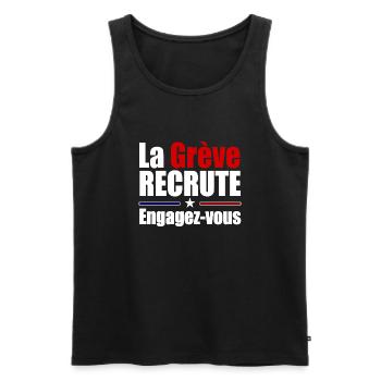 La grève recrute - Débardeur bio Premium Homme - noir - Devant - AI Model Male 178 light (178cm)