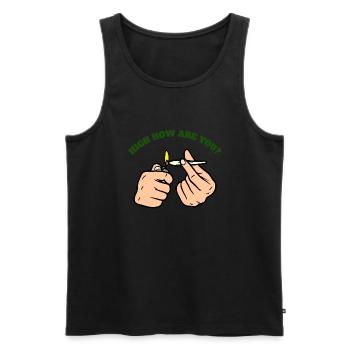 HOW HIGH ARE YOU - Männer Premium Bio Tank Top - Schwarz - Vorne - AI Model Male 178 light (178cm)