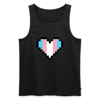 Transgender Pride Pixel Art Heart - Men's Premium Organic Tank Top - black - Front - AI Model Male 178 light (178cm)