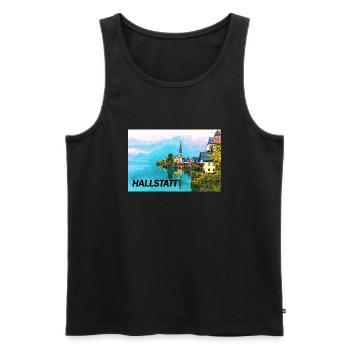 Hallstatt künstlerisch - Männer Premium Bio Tank Top - Schwarz - Vorne - AI Model Male 178 light (178cm)