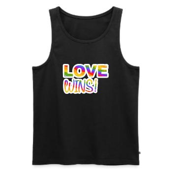 LOVE WINS PRIDE LGBTQ+ - Männer Premium Bio Tank Top - Schwarz - Vorne - Michal (187cm)