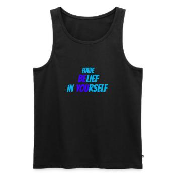 BElieve in YOUrself - - Men's Premium Organic Tank Top - black - Front - Michal (187cm)