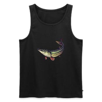 Zielfisch Hecht Angelsport - Männer Premium Bio Tank Top - Schwarz - Vorne - AI Model Male 178 light (178cm)
