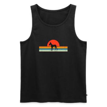 Vintage Hund Retro Sonnenuntergang - Männer Premium Bio Tank Top - Schwarz - Vorne - Michal (187cm)