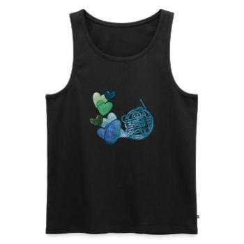 Blue French Horn - Men's Premium Organic Tank Top - black - Front - AI Model Male 178 light (178cm)
