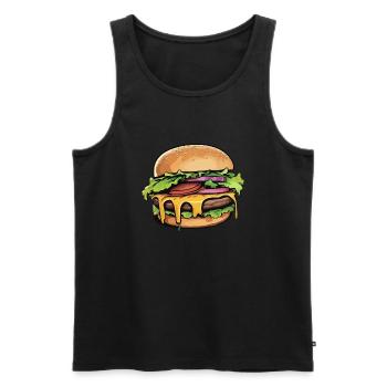 hamburger - Débardeur bio Premium Homme - noir - Devant - Michal (187cm)